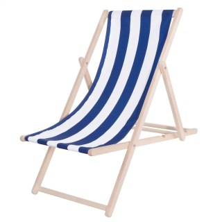 PLATINET SUMMER SUNBED LEŻAK OGRODOWY WOOD BLUE STRIP [45435]