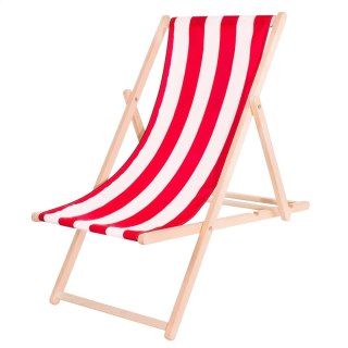PLATINET SUMMER SUNBED LEŻAK OGRODOWY WOOD RED STRIP [45436]