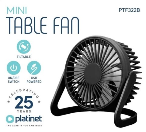 PLATINET TABLE FAN WENTYLATOR USB BLACK [46172]