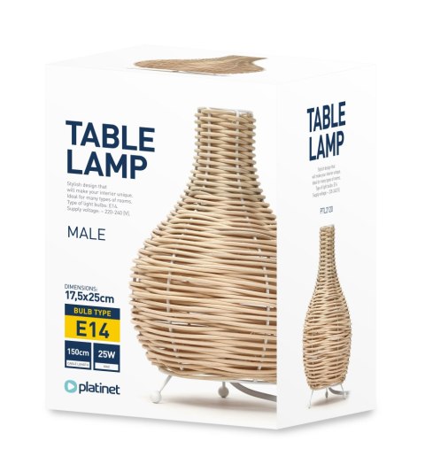 PLATINET TABLE RATTAN LAMP LIGHT BROWN S SHAPE MALE [45755]