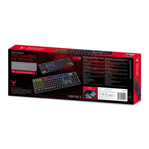 VARR GAMING KEYBOARD KLAWIATURA GAMINGOWA MECHANICAL MULTIMEDIA RGB XINDA BLUE 9 MODES BLACK [45521]