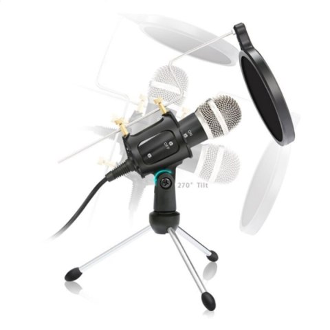 VARR GAMING MICROPHONE MIKROFON GAMINGOWY SCENIC JACK 3.5MM BLACK + POP FILTER + SHOCK BASKET+ TRIPOD+ ADAPTER [45588]