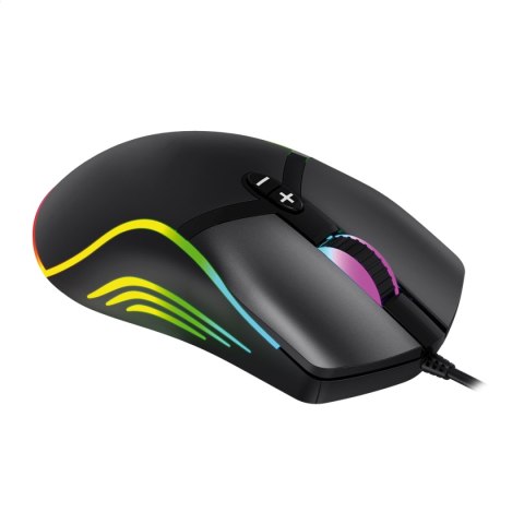 VARR MYSZ MOUSE GAMING 1000/1600/3200/6400 DPI RGB BLACK [45587] TE