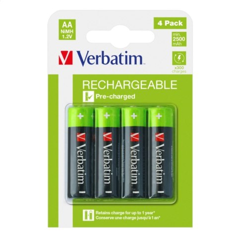 VERBATIM AKUMULATOR ACCUMULATOR HR6 AA 2500mAh PRE CHARGED BLISTER*4 49517