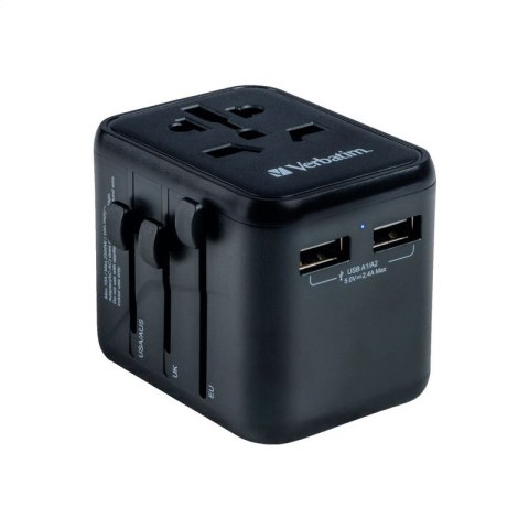 VERBATIM POWER TRAVEL ADAPTER 100-250V 2xUSB-A 12W UTA-1 49543