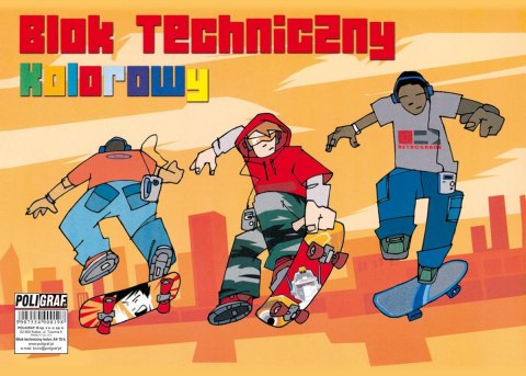 Blok techniczny A4 10 kartek kolorowy POLIGRAF 2014