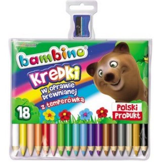 Kredki 18 kolorów Bambino temperówka MAJEWSKI KR.18/15BA