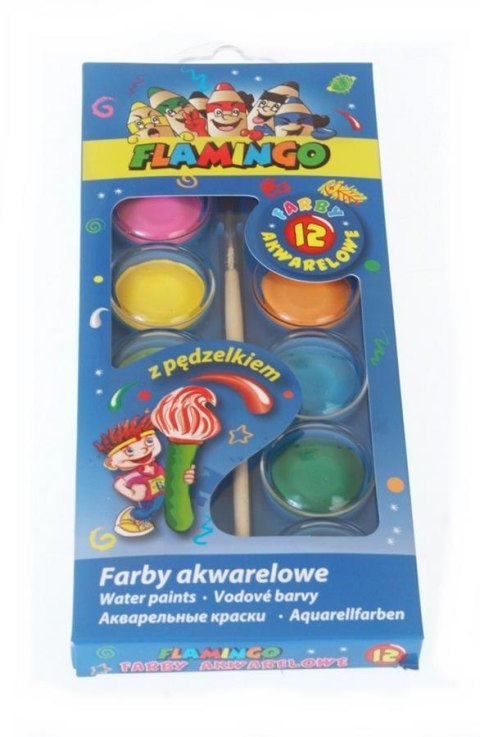 Farby akwarelowe 12 kolorów FLAMINGO 339761