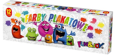 Farby plakatowe 12 kolorów 20 ml FUN&JOY 220262