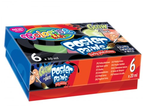 Farby plakatowe 6 kolorów 20 ml Glow Colorino PATIO 002551 04