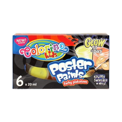 Farby plakatowe 6 kolorów 20 ml Glow Colorino PATIO 002551 04