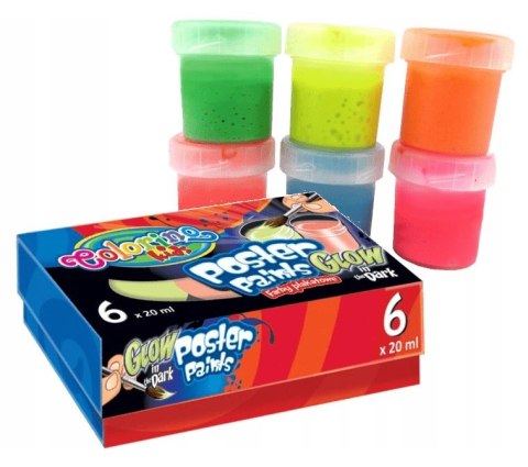 Farby plakatowe 6 kolorów 20 ml Glow Colorino PATIO 002551 04