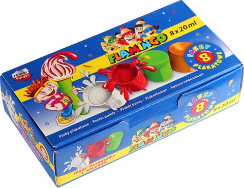 Farby plakatowe 8 kolorów 20 ml FLAMINGO 299123