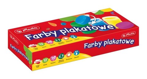 Farby plakatowe12 kolorów 20 ml HERLITZ 0009575648