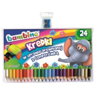 Kredki 24 kolory Bambino drewniane temperówka MAJEWSKI 20132