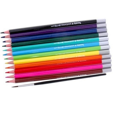 Kredki akwarelowe ołówkowe 12kol/180 pędzelek Colorino Kids PATIO 33039