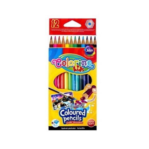 Kredki akwarelowe ołówkowe 12kol/180 pędzelek Colorino Kids PATIO 33039
