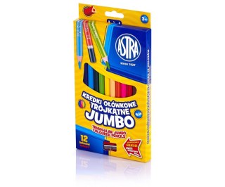 Kredki ołówkowe 12 kolorów Jumbo trójkątne ASTRA 312110007