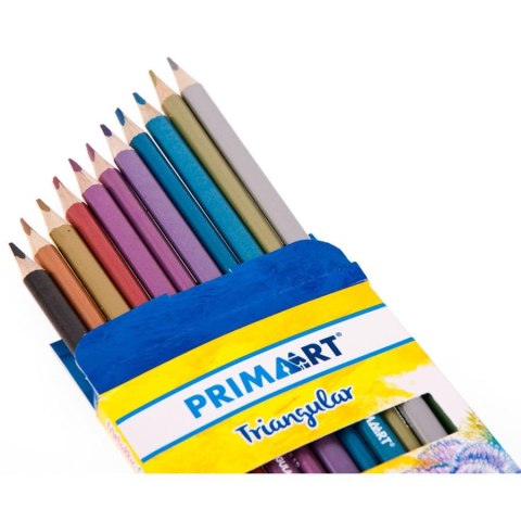 Kredki ołówkowe 12 kolorów metaliczne trójkątne PRIMA ART 399437