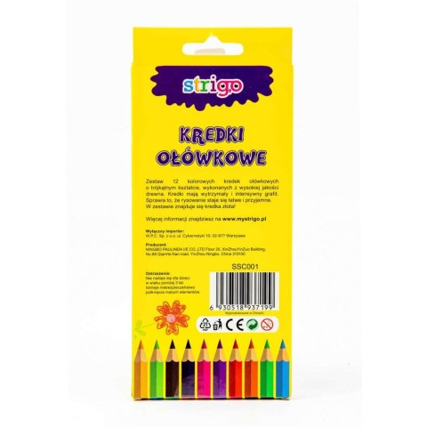 Kredki ołówkowe 12kol/180 trójkątne Strigo PILOT SSC001