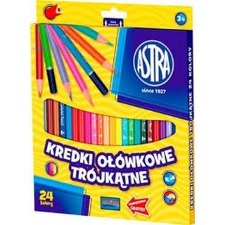 Kredki ołówkowe 24 kolory trójkątne ASTRA 312110003