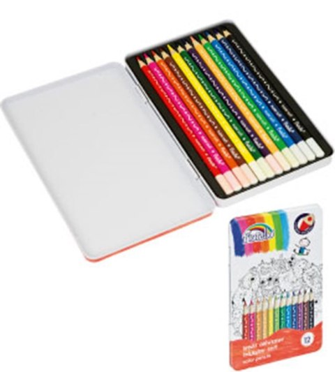 Kredki ołówkowe trójkątne FIORELLO SUPER SOFT 12 kol. metalowe etui