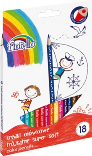 Kredki ołówkowe trójkątne FIORELLO SUPER SOFT 18 kol.