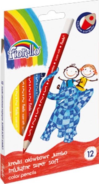 Kredki ołówkowe trójkątne FIORELLO SUPER SOFT Jumbo 12 kol.