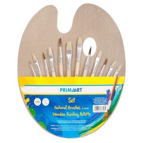 Paleta do farb owalna drewniana 30 cm z pędzlami PRIMA ART 405597