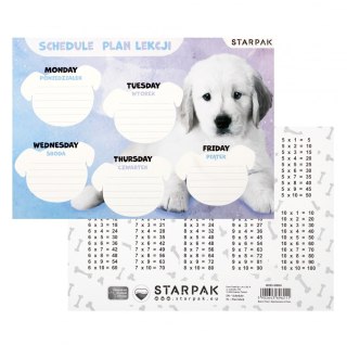 Plan lekcji z tabliczką mnożenia A5 Cuties Pieski STARPAK 409084