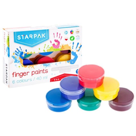 Farby do malowania palcami 6 kolorów 40ml STARPAK 448008