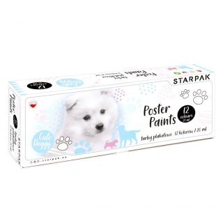 Farby plakatowe 12 kolorów 20ml Cuties Pies STARPAK 437221