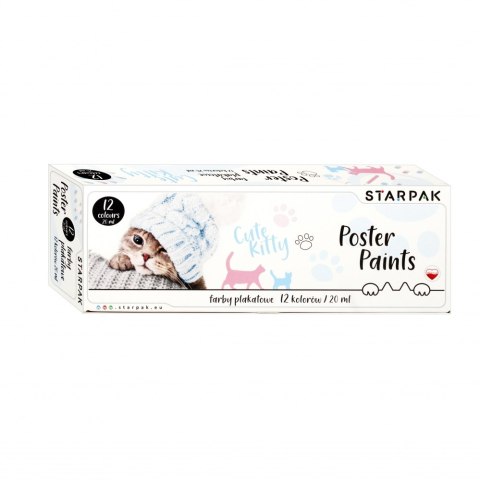 Farby plakatowe 12kolorów 20ml Kotki STARPAK 437220