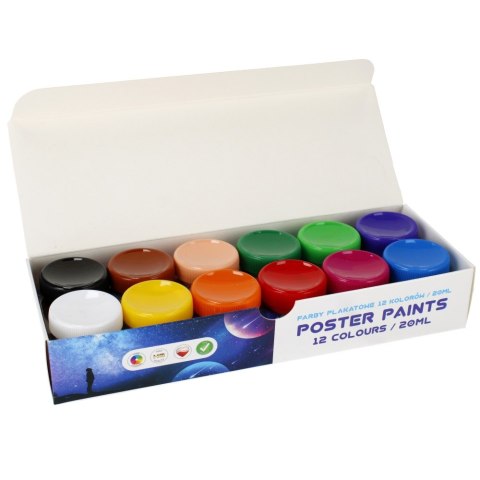 Farby plakatowe 12kolorów 20ml Space STARPAK 472914