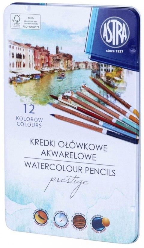 Kredki akwarelowe z drewna cedrowego 12 kolorów ASTRA 312121001
