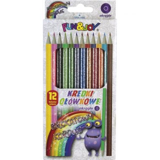 Kredki ołówkowe 12 kolorów brokatowa obudowa FUN&JOY