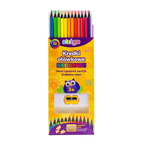 Kredki ołówkowe 12kol/180 neon temperówka Strigo PILOT SSC117