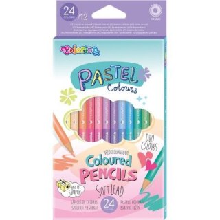 Kredki ołówkowe 2 stronne 24 kolory pastelowe Colorino PATIO 87737