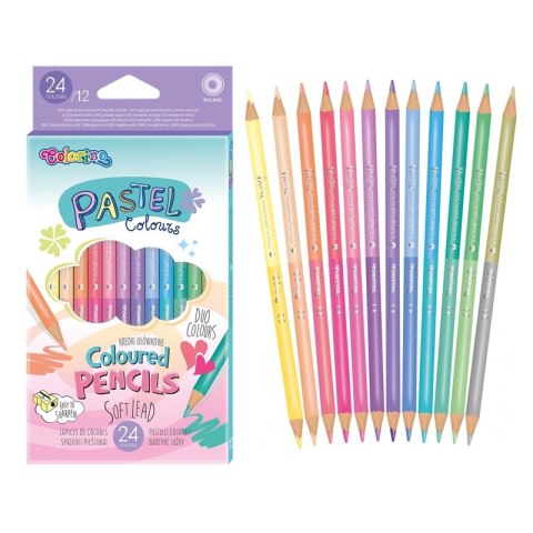 Kredki ołówkowe 2 stronne 24 kolory pastelowe Colorino PATIO 87737