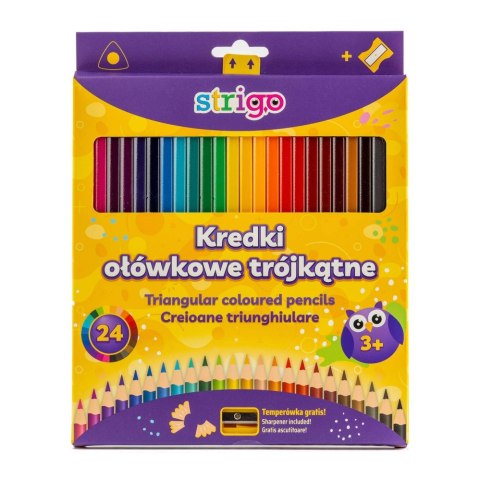 Kredki ołówkowe 24kol/180 trójkątne temperówka Strigo PILOT SSC115