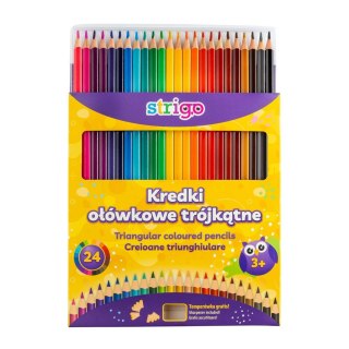 Kredki ołówkowe 24kol/180 trójkątne temperówka Strigo PILOT SSC115
