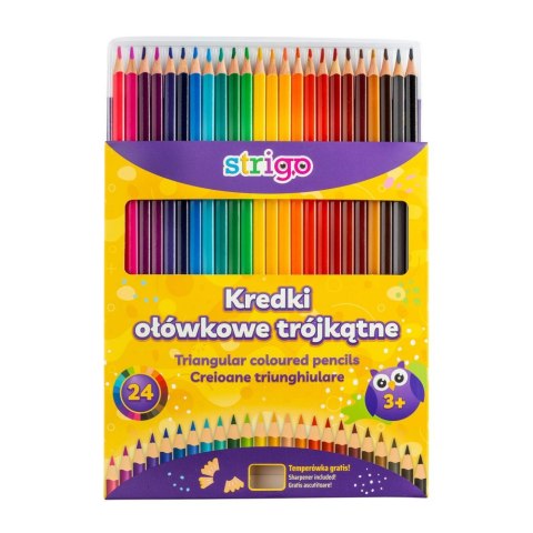 Kredki ołówkowe 24kol/180 trójkątne temperówka Strigo PILOT SSC115