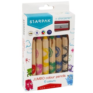 Kredki ołówkowe jumbo 6 kol. temperówka STARPAK 472396