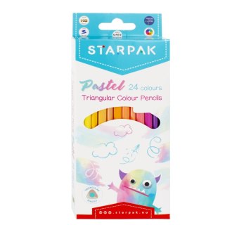 Kredki ołówkowe trójkątne 24 kolorów pastelowe STARPAK 472398
