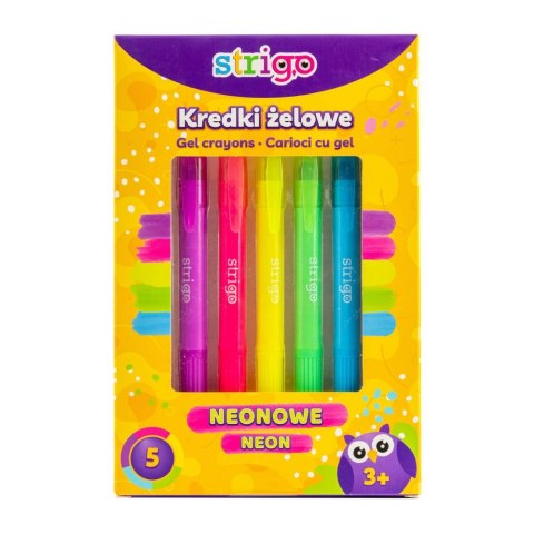 Kredki żelowe 5kol neon Strigo PILOT SSC119