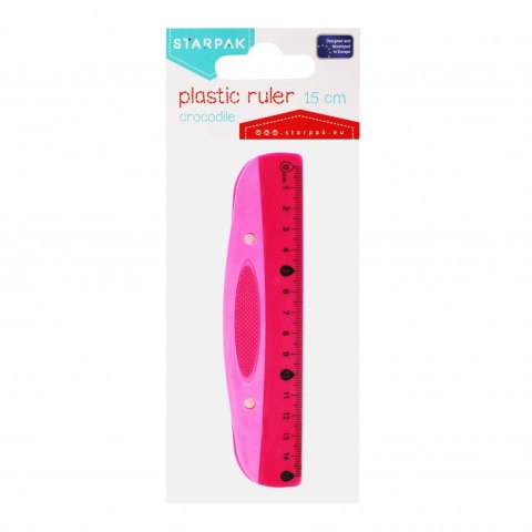 Linijka plastikowa 15cm czerwona/różowa STARPAK 470969