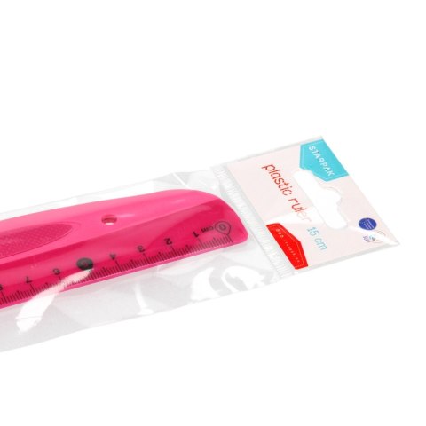 Linijka plastikowa 15cm czerwona/różowa STARPAK 470969