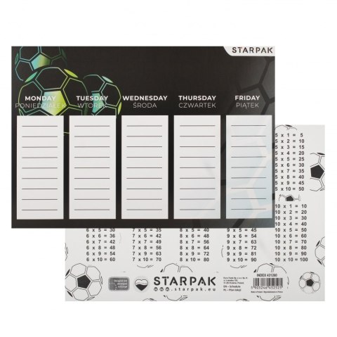 Plan lekcji z tabliczką mnożenia A5 Football STARPAK 431260