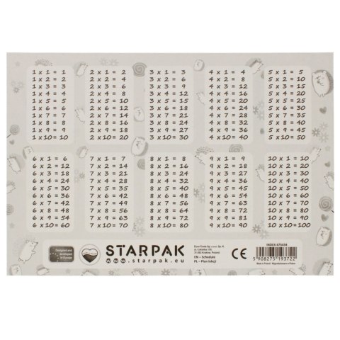 Plan lekcji z tabliczką mnożenia A5 Jeże pastelowe STARPAK 475434
