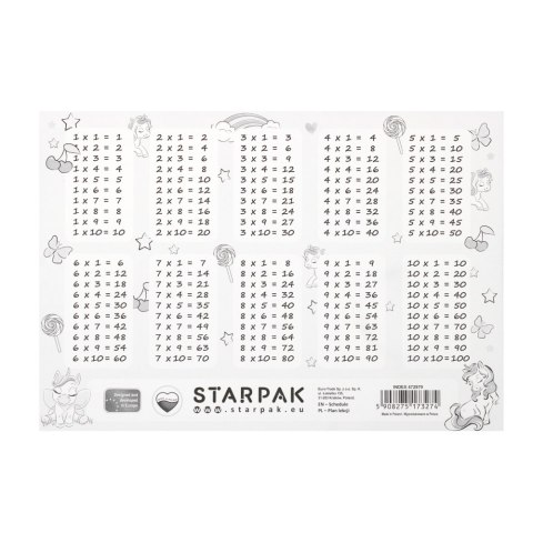 Plan lekcji z tabliczką mnożenia A5 Unicorn STARPAK 472979